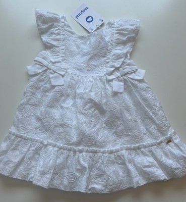 Mayoral White Floral Textured Bow A-Line Sleeveless Dress 18M MPN 1915