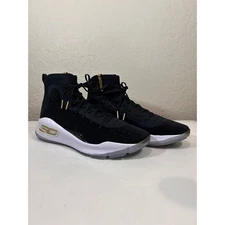 Under Armour Stephen Curry 4 IV Black Gold High Top Basketball Shoes Sneakers