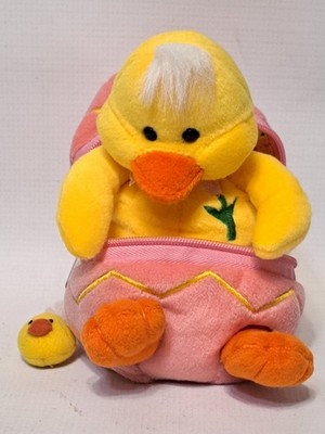 Plushland Easter Duck Harry Jr NAFCU/PAC Pink Egg Zipper Plush Tulip 2003 W/Fob