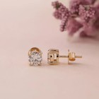 4CT Round Lab Grown Diamond Earrings For Bridal Gift 14k Solid Yellow Gold #378 — photo 3