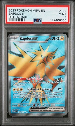 Pokemon Zapdos Ex Mew 151 Ultra Rare #192 PSA 9 Mint