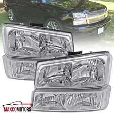 Headlights+Bumper Signal Lamps Fits 2003-2007 Chevy Silverado Avalanche Clear
