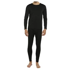  Men's Thermal Underwear Set Long Johns with Fleece Lined Base XX-Large Black