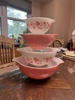 Vintage Pyrex Pink Gooseberry Cinderella Nesting Mixing Bowls Set of 4