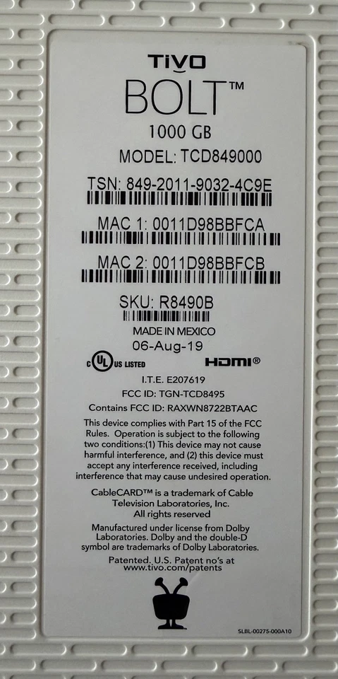 TIVO Bolt Unified Entertainment System 1000GB 4K Used with Remote - Image 3 of 3