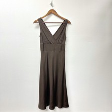 J. Crew Silk V-Neck Midi Dress Brown 0