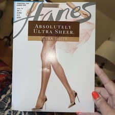 Hanes Sheer Absolutely Ultra Sheer Control Top Tights Hosiery 707 Size E Natural