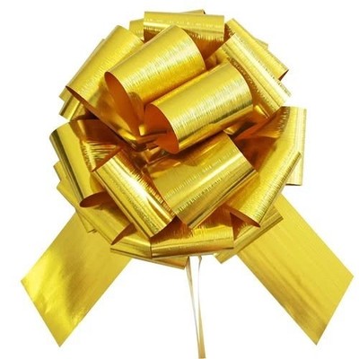 47 Hollywood Ribbon Bows 8'' Metallic Gold Pull String Large Bows 2.75'' Wide