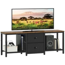 TV Stand for TVs up to 55", Entertainment Center with 2 Fabric Drawer, Media ...