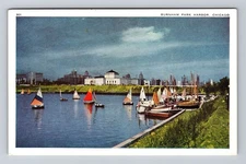 Chicago IL-Illinois, Burnham Park Harbor, Antique, Vintage Postcard