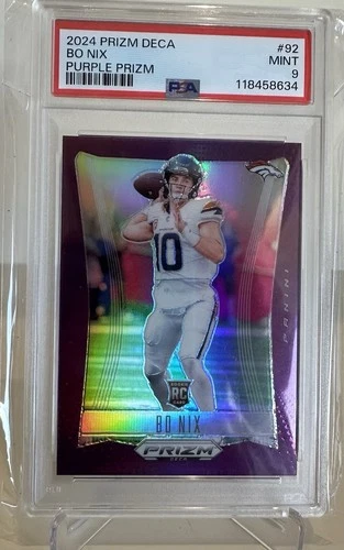 2024 Prizm Deca Bo Nix Purple 26/99🚨PSA 9🚨Broncos Rookie🚨 eBay 1/1