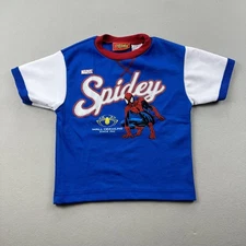 Vintage Spider-Man T-Shirt Youth Boys 4 Blue Marvel Comics Spidey Cartoon y2k