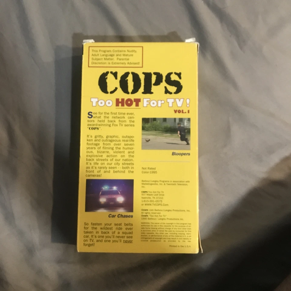 COPS - Too Hot for TV! VHS Vol. 1 1995 Real Shocking Banned From TV Footage - Image 3 of 4
