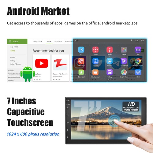 7'' Android 14 Double 2DIN GPS Car Stereo Head Unit Apple Carplay WIFI Bluetooth - Picture 3 of 13