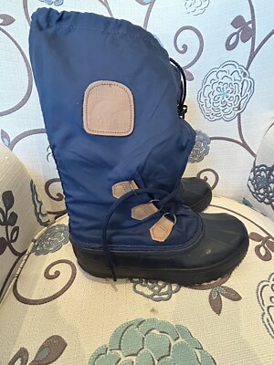 Vintage Sorel Snowlion Women's Winter Snow Boot 15'' Tall Navy Blue Size 8