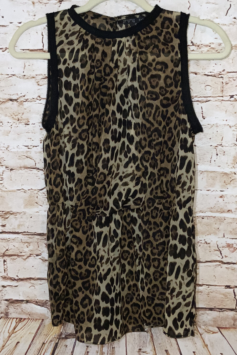 ZARA Basic Small Blouse Animal Print Sleeveless C… - image 1