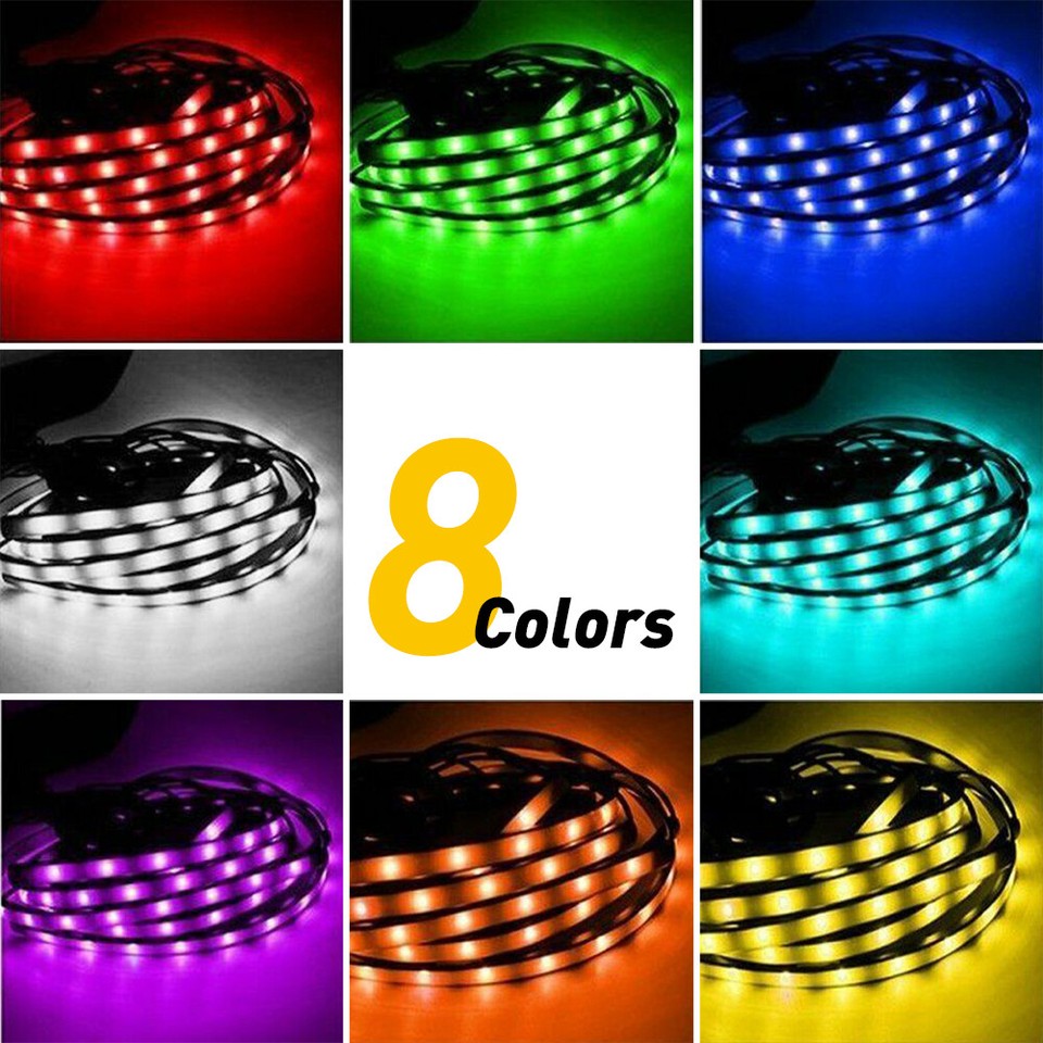 8 Color LED Strip Under Car Truck Tube Underglow Underbody System