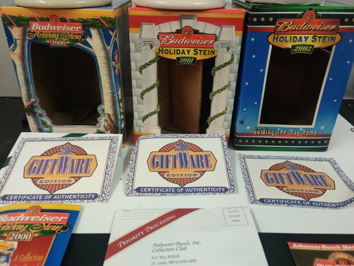 3 Budweiser Beer Mug Collector Holiday Stein Series 2000/2001/2002 - 第 2/12 張圖片