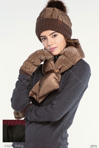 C.C Exclusive Women's Quilted Puffer Soft Warm Inner Lining Winter Gloves - Picture 2 of 9