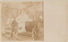 c.1910 RPPC Barber Shop Interior with Barbers St. Denis QC Canada