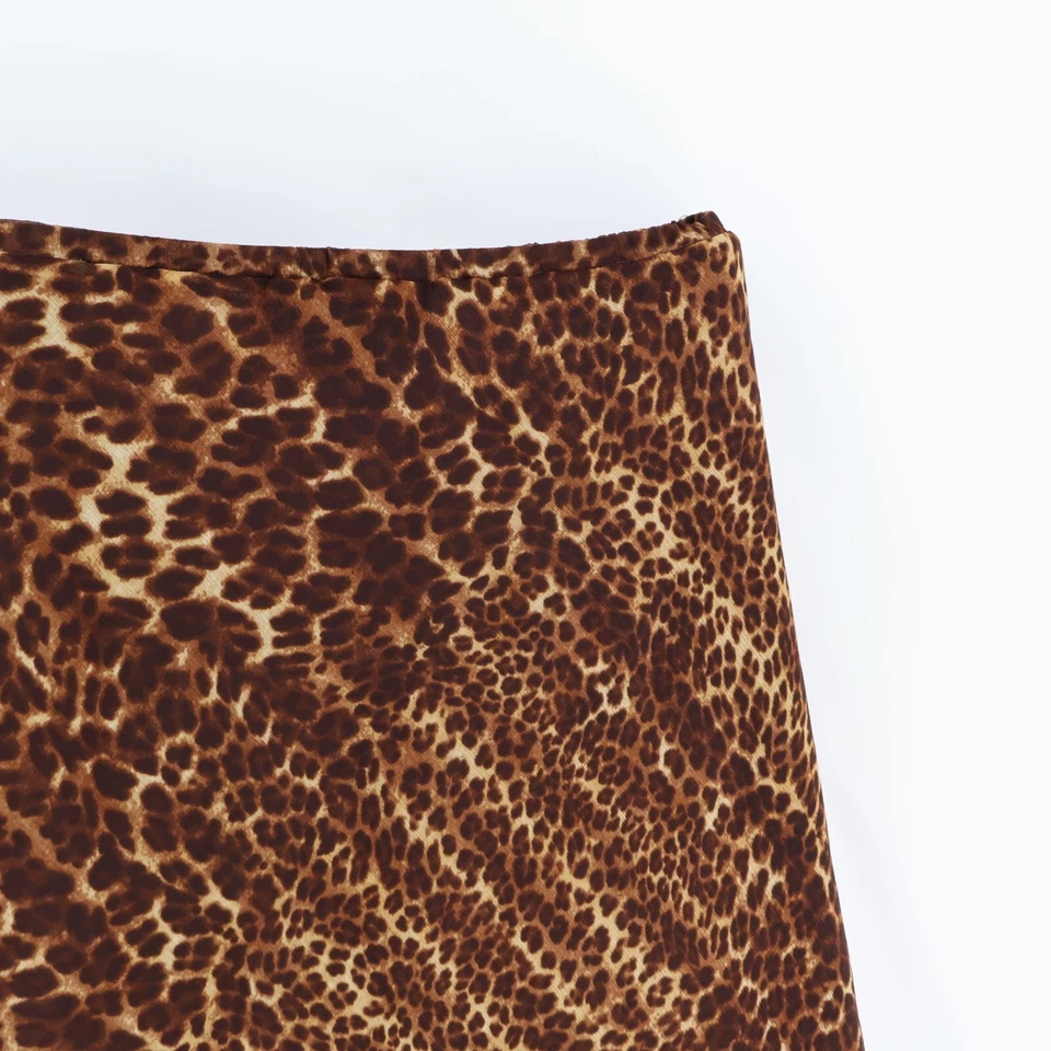 Falda Briggs New York Línea A Para Mujer Talla L Marrón Estampado Animal Elastizada Cintura Forrada Foto 4 de 4