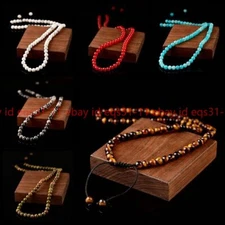 Fashion Unisex Lava Tiger Eye 6mm Bead Necklace Gemstone Bracelet Jewelry 21inch