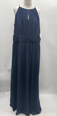CELEBRATE WOMEN'S HIGH NECK CHIFFON MARINE BRIDESMAID DRESS W/ keyhole SIZE  18 | eBay