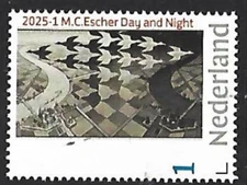 Netherlands 2025-1  MC Escher :  Day and night 1938  postfris u