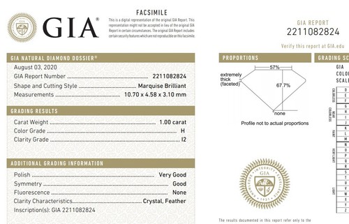 Anillo de compromiso de diamantes marquesa de 2,20 quilates de oro blanco de 18 quilates certificado por GIA 12 g - Imagen 8 de 8
