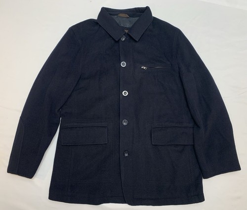 Toscano Herren Wolle Kaschmir Mantel Jacke Full Zip innen Cinch Taille gefüttert Gr. L