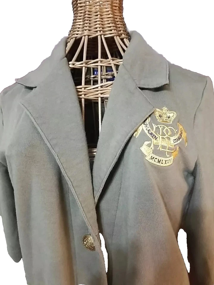 Chaqueta Blazer Ralph Lauren De Colección Para Mujer Talla S M Suave Verde Cresta Bolsillo  Foto 2 de 4