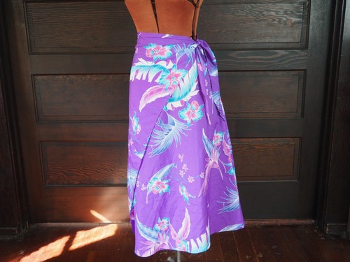 Vintage 80er Jahre Hawaii Blumen leichter Orchidee Damen lila Wickelrock Einheitsgröße