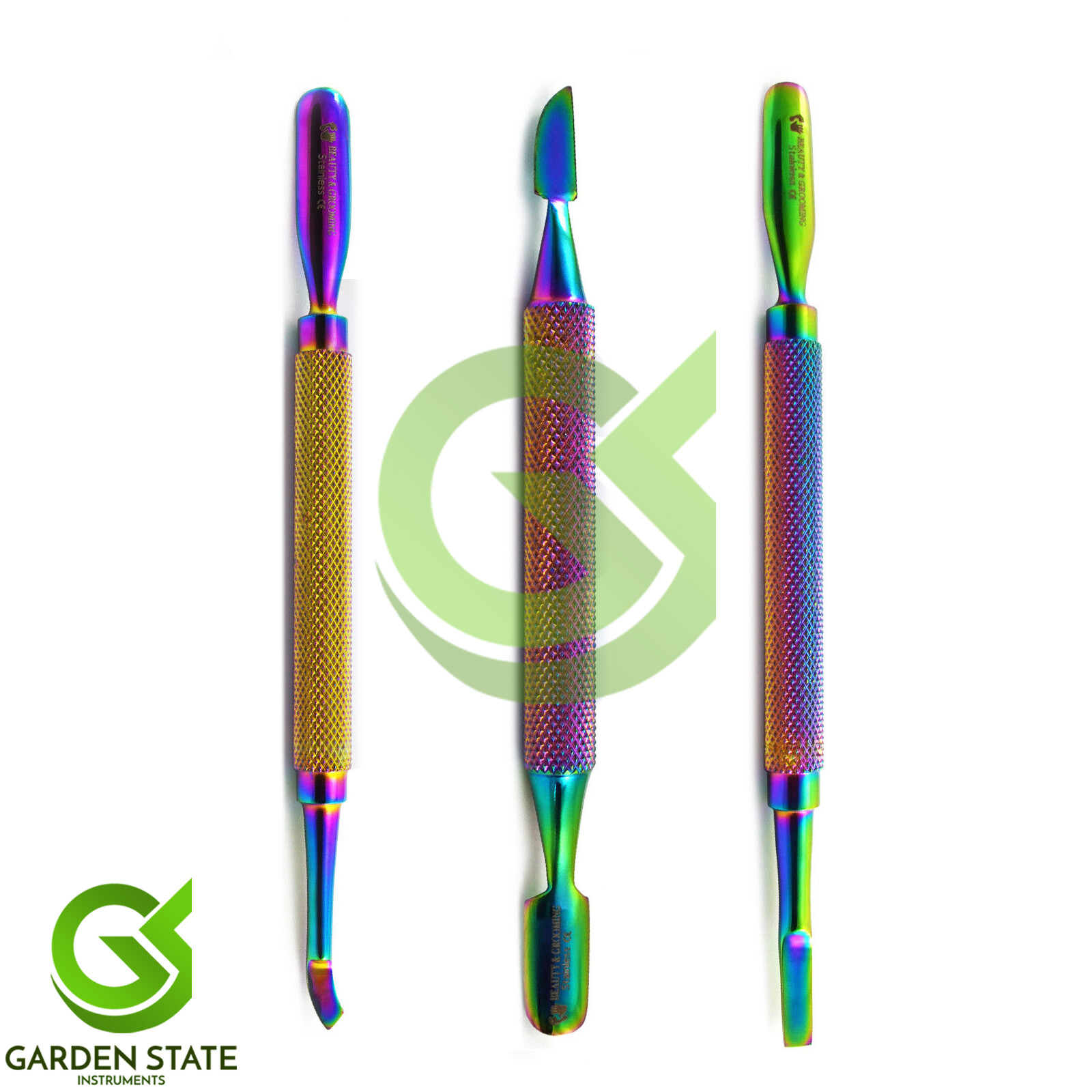 Professional Titanium Coated Cuticle Spoon Pusher Gouge Skin Trim Knife ...