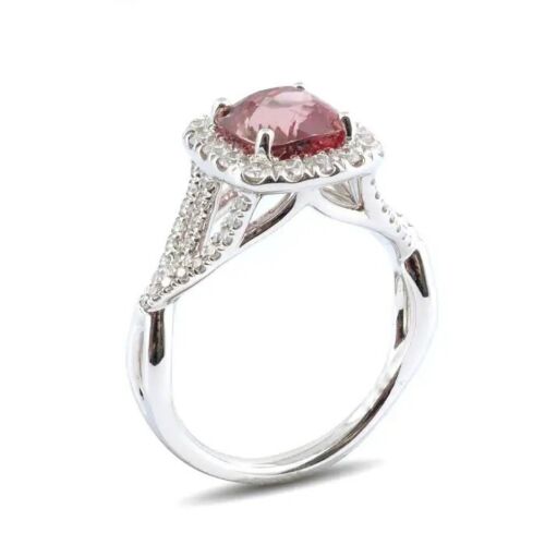 2.52 TCW Pink Spinal & White Sapphire Crisscross Shank Engagement Party Ring - Picture 2 of 7