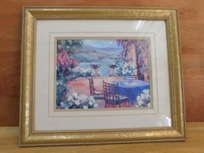 Countryside Terrace Print by Allayn Stevens Framed and Matted Under Glass