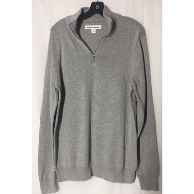 Amazon Essentials M Men s Pull Over Upper Zip Grey Sweater Long Sleeve Medium