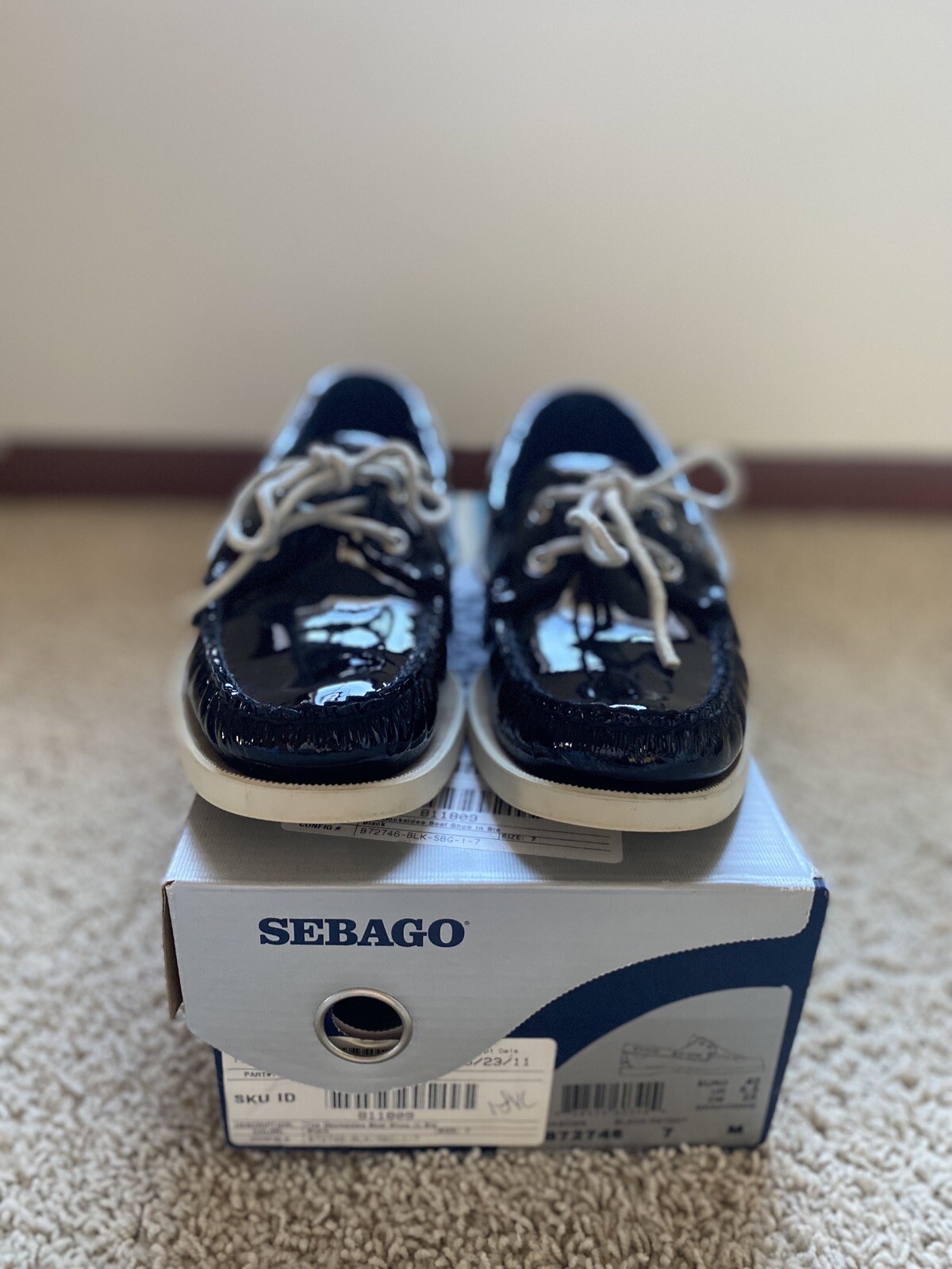 Rare Sebago X Vane Black Patent Docksides - Size 7 (Fits 7.5-8) image 2
