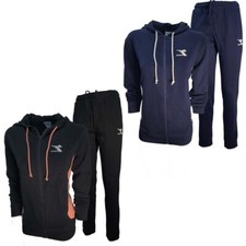 TUTA DONNA DIADORA 179378 BLU NERO COTONE GARZATO