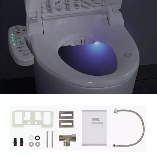 Elongated Smart Toilet Seat Electric Bidet Auto Deodorization Heated Nightlight - Picture 1 of 10