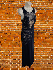 LIPSY LONDON NAVY DRESS SIZE UK 10 WOMENS FLOOR LENGTH LACE BALL GOWN PROM MAXI