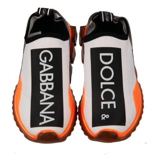 DOLCE & GABBANA Slip-On Sneaker Shoes SORRENTO Logo Stripes Orange White 12639 - Picture 4 of 7