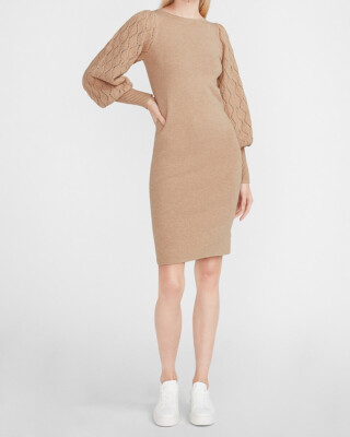 express long sleeve sweater dress Shine Ribbed Crew Neck Long Sleeve Maxi Sweater Dress