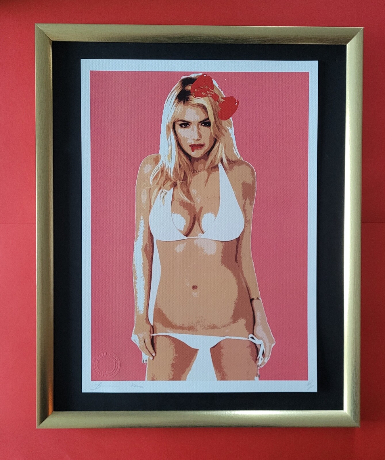 Death NYC Large Framed 16x20in Pop Art Certified  Kate Upton White Bikini Drip ^