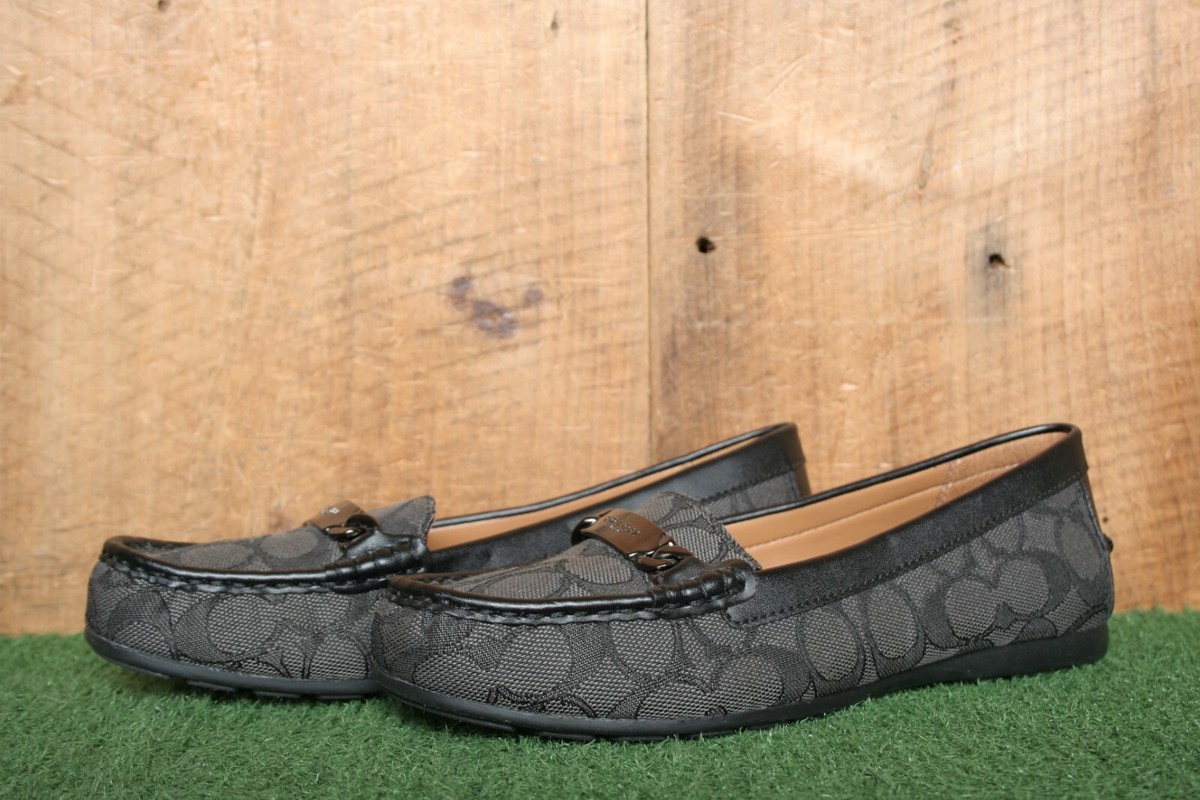 COACH 'Olive' Black Jacquard Signature Monogram Driving Moc