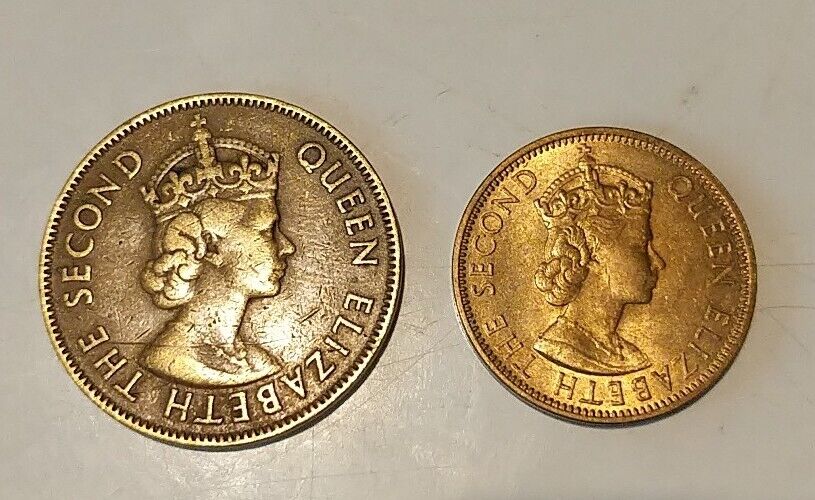 Jamaica 1955 Penny 1964 Half Penny Coin 
