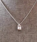 Pendant Silvertone necklace Cubic Zirconia Square