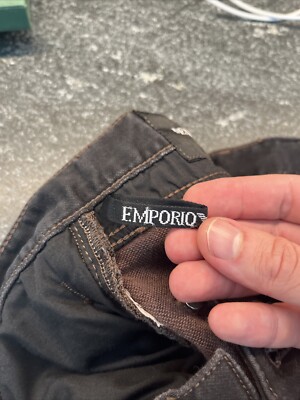 Emporio Armani Men's Knit Jeans, Sz 36, Black Denim Fleece, Italy