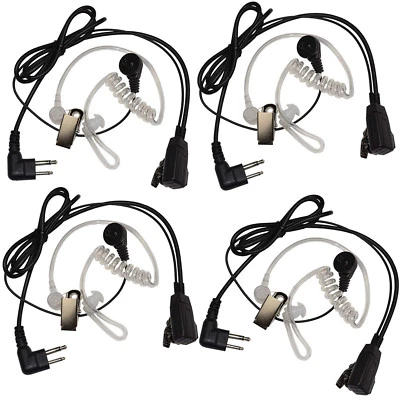 4-Pack HQRP 2Pin Hands Free Earpiece Push-to-talk Mic for Motorola Radio Devices