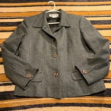 Vintage Tweed Blazer Jacket Academia Preppy Professor Textured Blue Gray Size 12