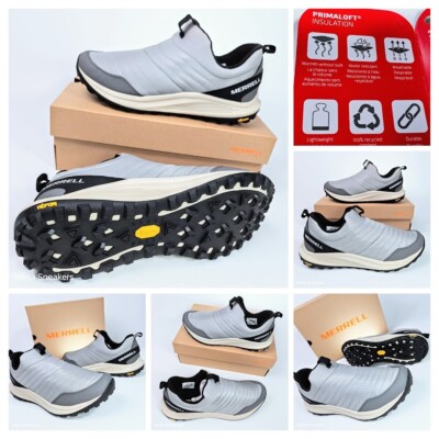 US 11.5 Merrell Moc Mens Gray Black Puffer Slip On Comfort Hiker Nova Thermo NIB